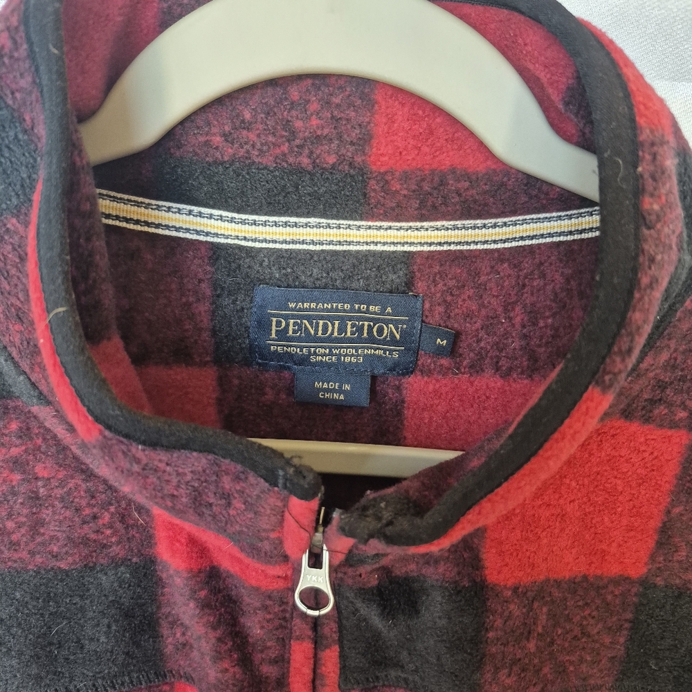 Pendleton Red Black Pull Over 1/4 Zip Jacket Mens… - image 3